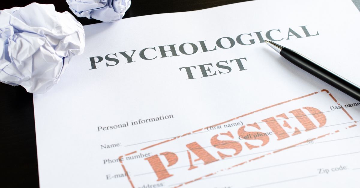 Photo of a paper that says psychological test